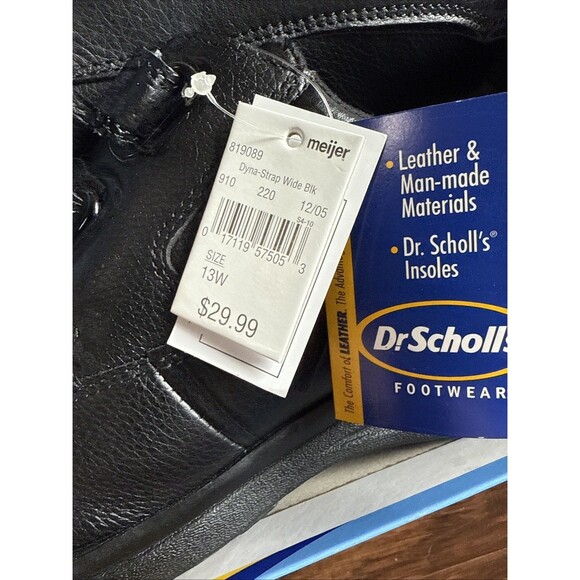 Dr. Scholl\'s Mens Shoes Black Dyna Step Strap Leather Sneakers 13 Wide 2005 Vtg main image 4